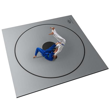 10' x 10' Wrestling & MMA Mat, Jiu Jitsu Mats, 1.25 in High-Density XPE Foam, Sealed Edges, Lightweight 42 lb with Carry Bag, Home Gym BJJ Judo Martial Arts Training Flooring