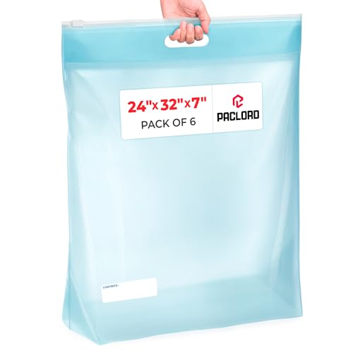 Large 24" x 32" (22 gallons) Slider Zip Lock Bags with Die-cut Handle, Pack of 6 – Heavy-Duty 3.5 mil Clear Slider Storage Bag – Easy-Slide Closure, For Travel, Packing, Storage - color: Pack of 6, size: 22 Gallons (24"x32")