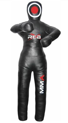 MMA Standing Grappling Dummy, 70-Inch Leather Grappling Dummy Judo Punching Bag Dummy BJJ Wrestling Brazilian JIU Jitsu Submission Self Defense Training Unfilled