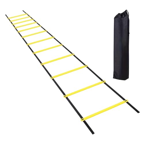 Speed Ladder Portable 12 Rung Speed Training Equipment | 19.6ft Workout Ladder with Carry Bag for Football Basketball Baseball Tennis Volleyball Boxing Gym Outdoor Workout Fitness