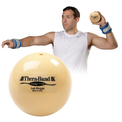 THERABAND Soft Weight 1.1 Lb, Medicine Ball, Weighted Exercise, Tan | Ball-shaped isotonic soft weight for physical therapy, Pilates, shoulder strength and rehab exercise - color: Tan