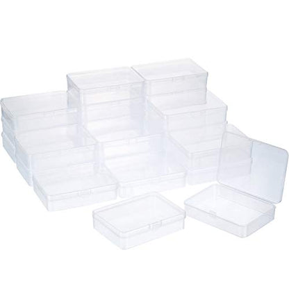 SATINIOR 24 Packs Small Clear Plastic Beads Storage Containers Box with Hinged Lid for Storage of Small Items, Crafts, Jewelry, Hardware(4.45 x 3.3 x 1.18 Inches) - size: 4.45 x 3.3 x 1.18 in