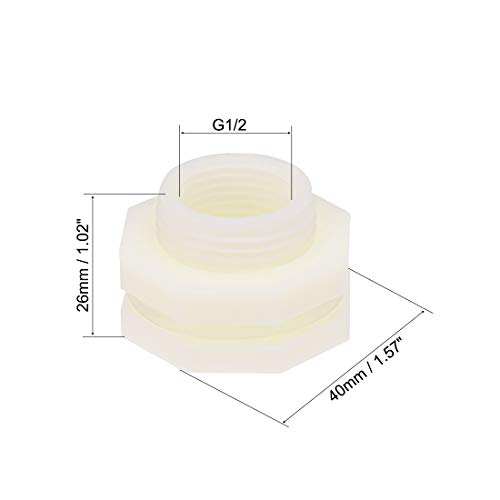 uxcell ABS Bulkhead Tank Fitting Adapter for Rain Bucket Aquariums Water Tanks Ponds G1/2 Female 6Pcs - size: G1/2 Female