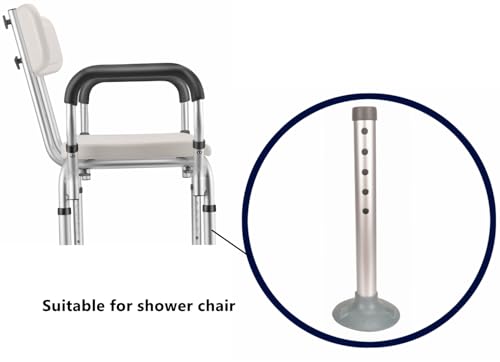Foot Tube and Suction Cup Tips, for Toilet Safety Rail and Shower Chair Bench Bath Stool, Replacement Suction Cups Tips and Aluminum Tubes, 5 Height Adjustable Leg Tube Accessories