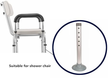 Foot Tube and Suction Cup Tips, for Toilet Safety Rail and Shower Chair Bench Bath Stool, Replacement Suction Cups Tips and Aluminum Tubes, 5 Height Adjustable Leg Tube Accessories
