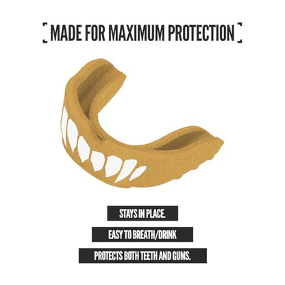 2 Pack Nxtrnd Rush Dual Layer Mouthguard, Custom Fit Sports Mouthpiece for Football, Boxing, MMA, Basketball, Hockey, Lacrosse, Youth & Adult (Gold) - color: Gold