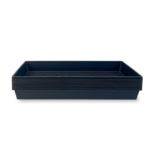 10 Plant Growing Trays (No Drain Holes) - 20" x 10" - Perfect Garden Seed Starter Grow Trays: for Seedlings, Indoor Gardening, Growing Microgreens, Wheatgrass & More - Soil or Hydroponic - size: No drain holes