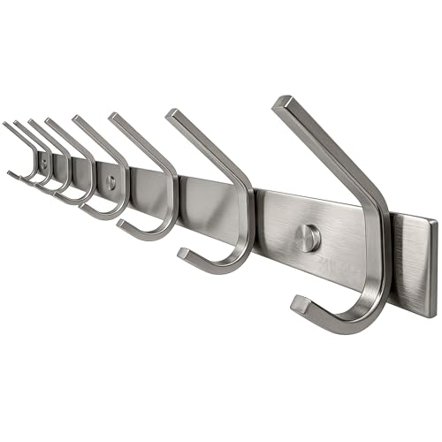 WEBI Heavy Duty 24 Inch SUS 304 Coat Bath Towel Hook Hanger Rail Bar with 8 Hooks,Brushed Finish,for Bedroom,Foyers,Hallways Home Office Storage Organization, C-CBG08 - size: 8 Hooks