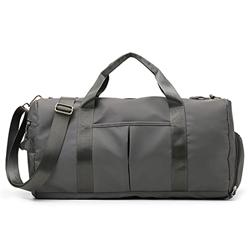 ZUEVI Sports Gym Duffel Bag for Men or Women Waterproof Weekender Travel Bag with Shoes Compartment Dry and Wet Separation for Training Swim Yoga(Grey) - color: Grey