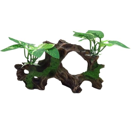 alfyng Resin Driftwood Fish Tank Decorations Trunk Cave Aquarium Decor Ornaments Simulation Plants Betta Silk Leaf Tank Accessories Goldfish Bowl Décor (B) - color: B