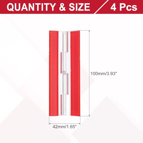MECCANIXITY Small Acrylic Hinges Plastic Self-Adhesive Clear Hinge 100 x 42mm Continuous Piano Folding Hinges for Aquarium Lid Crafts Display Stand Pack of 4 Transparent - size: 100 x 42mm