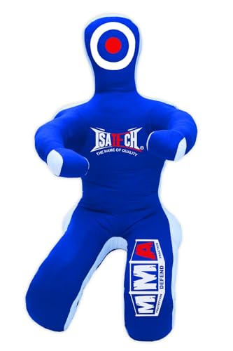 MMA Grappling Dummy, Training Punching Bag, Black and Red, Canvas Material, Sitting Position with Target - color: Blue, size: 5ft (60")