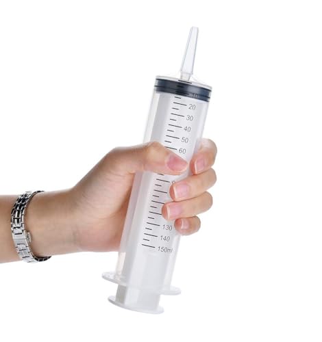 3 Pack 150ml Syringes with 55.1-Inch Tubes, Large Plastic Syringe for Scientific Labs Experiments, Nutrient Measuring, Watering, Refilling - style: 150 ml