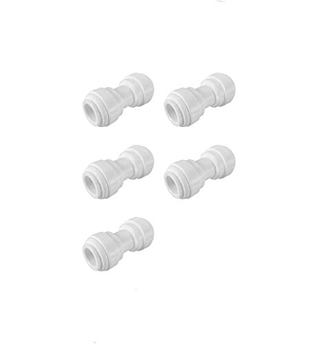 1/4-inch Tubing Use Plastic Inline Straight Union Connector Quick Connect Fittings for RODI System (5, 1/4")