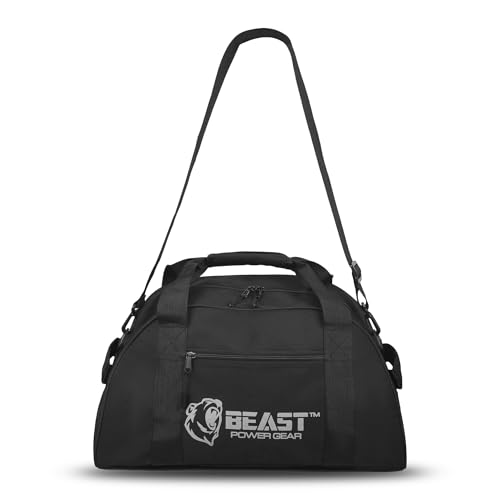 Gym Duffle Bag- Workout, Boxing, MMA, Sports Bag with Shoes Compartment and Adjustable Shoulder Strap for Men and Women (Black/Gray) - color: Black/Gray