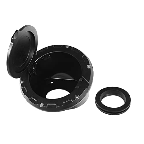 Hooke Road JL Aluminum Fuel Filler Door Gas Cap Tank Cover for 2018-2026 Jeep Wrangler JL JLU 2/4 Doors (Half Face Style)