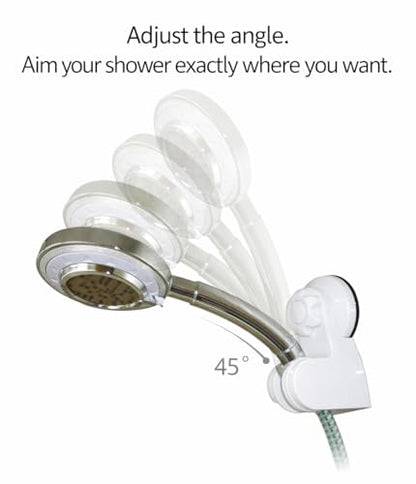 Pump&fix 45 Degrees Adjustable Handheld Shower Head Holder Suction Cup Wall Mount Bracket
