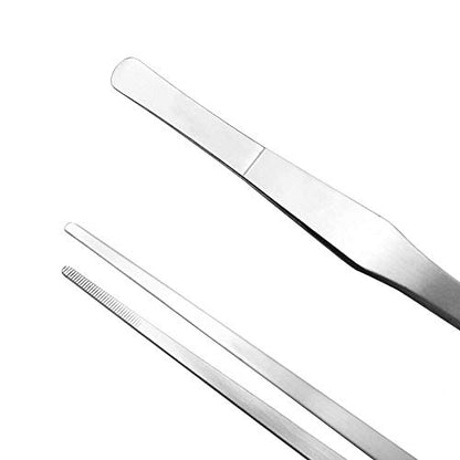 Feeding Tongs 2pcs Stainless Steel Aquarium Long Tweezers 27cm/10.6 inches Straight Curved Tweezers for Fish Tank Aquatic Plants Reptile Lizard Gecko Snake Spider Bird