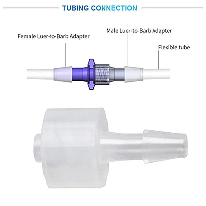 MEETOOT 10pcs Luer-to-Barb Adapter Male Luer with Lock Ring 1/8" Hose Barb Screw Quick Connector Plug 3.2mm for Laboratory Biochemical/Analytical Instruments and Food Machinery
