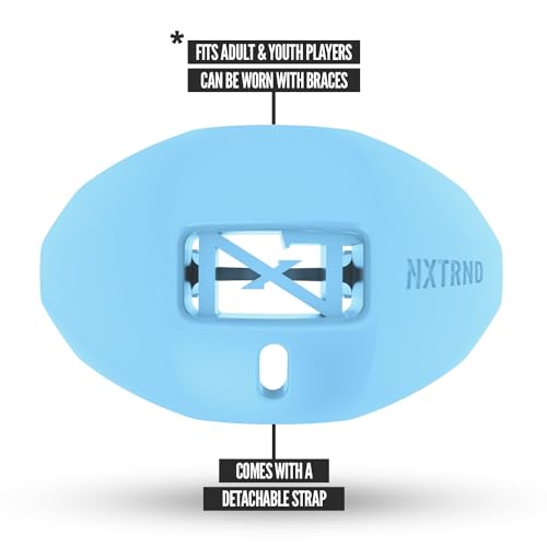 Nxtrnd One Football Mouth Guard, Strap Included, Fits Adult & Youth (Light Blue) - color: Blue