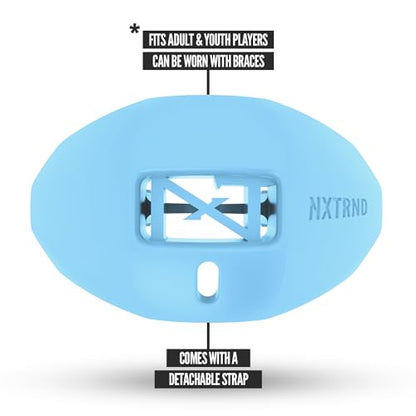 Nxtrnd One Football Mouth Guard, Strap Included, Fits Adult & Youth (Light Blue) - color: Blue