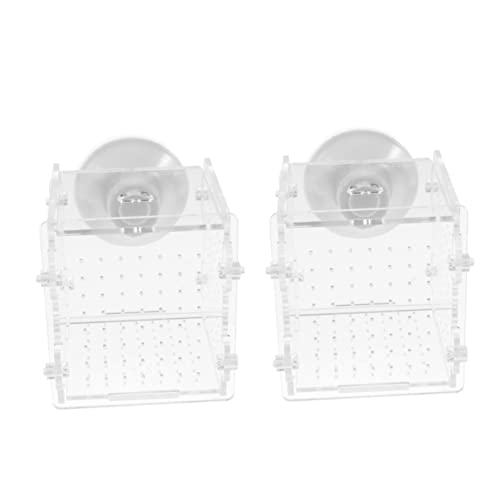 HEMOTON 2Pcs Fish Hatchery Cage Breeding Isolation Box for Aquatic Pets Incubator for Guppy and Shrimp Aquarium