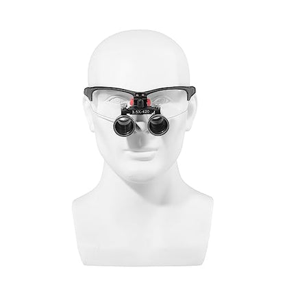3.5x420MM Angle Adjustable Binocular Loupes Magnifier Glasses Loupes with Cloth Case (Black) - color: Black