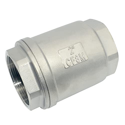 2" NPT Female WOG1000 Check Valve,Spring Loaded In-line Low Cracking Pressure,Stainless Steel SS316 CF8M
