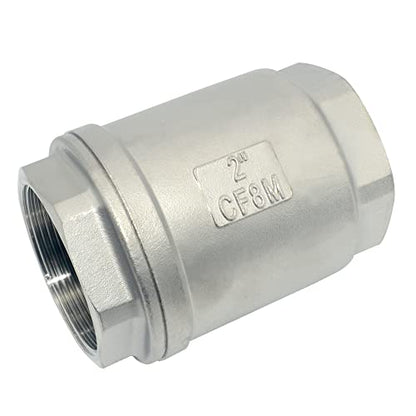 2" NPT Female WOG1000 Check Valve,Spring Loaded In-line Low Cracking Pressure,Stainless Steel SS316 CF8M