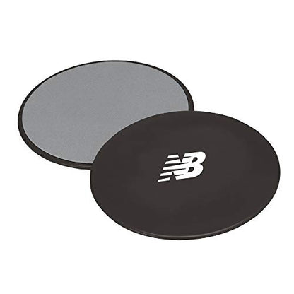 New Balance Sliding Core Discs Workout Sliders - Fitness Ab Sliders Dual-Sided Pads (Carpet/Hardwood Floor) | Home Ab Exercise Equipment for Women, Men, Black/Grey