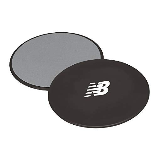New Balance Sliding Core Discs Workout Sliders - Fitness Ab Sliders Dual-Sided Pads (Carpet/Hardwood Floor) | Home Ab Exercise Equipment for Women, Men, Black/Grey