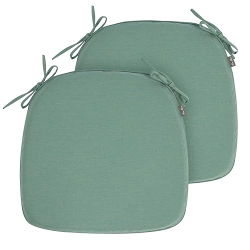 FUNHOME 17"x16"x2" Outdoor Chair Cushions Set of 2, Water Resistant Patio Chair Pads with Ties, Seat Cushions for Home Garden Furniture Decoration-Aqua Leala - color: Aqua Leala, size: Set of 2