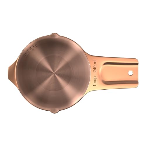 Color Up 1 Cup Measuring Cup (240 ml) – Premium Copper Stainless Steel, Accurate for Wet & Dry Ingredients, Embossed Markings, Easy-Pour Spouts, Dishwasher-Safe, Kitchen Essential - size: 1 Cup (240 ml) Copper