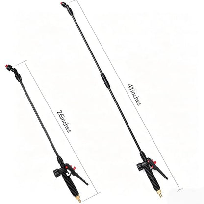 40'' Acid Resistant Sprayer Wand with 4 Types of Nozzles, Pump Replacement Sprayer Wand with 1/4" & 3/8" Brass Barbs and 2 Hose Clamps