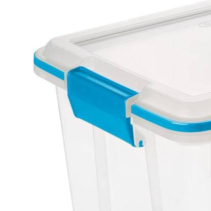 Sterilite 6-Pack Gasket Box, Clear Plastic Storage Bins with Latching Lids, 20 Qt - Large Stackable Tote Containers for Home, Closet, Bathroom, and Office Organization