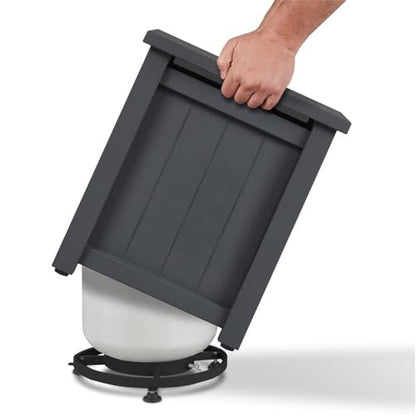 Modern Propane Tank Cover, 20.5" H x 17.5" W, Powder-Coated Metal/Plastic, Gray Finish, Rectangle Design, UV/Rust-Resistant Outdoor Accessory Doubles as Side Table