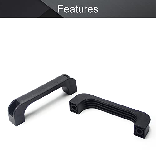 2Pcs Plastic Arched Pull Handle 5.12" Hole Centers 130mm Square Pulls 148mm Length for Luggage Mechanical Equipment Cabinet Cupboard Handle Black