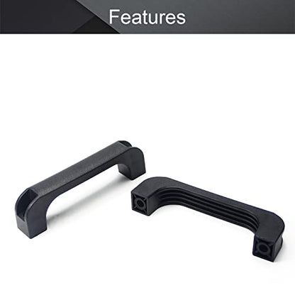 2Pcs Plastic Arched Pull Handle 5.12" Hole Centers 130mm Square Pulls 148mm Length for Luggage Mechanical Equipment Cabinet Cupboard Handle Black