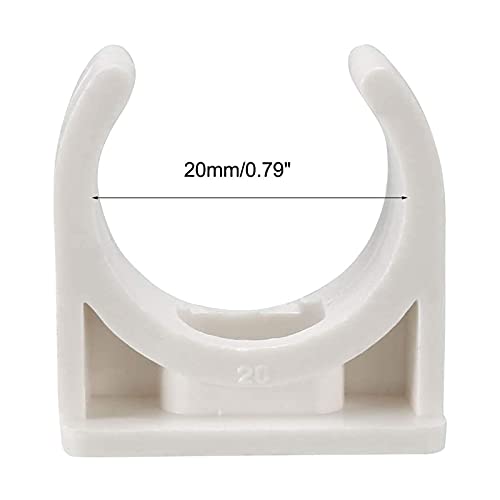 100 Pcs U-Shaped PVC Water 20mm Pipe Clamps Clips, U-Shaped Buckles Fit for 3/4" (20mm) Water Pipes and TV Trays Tubing Hose Hanger Support Pex Tubing （White 20mm）