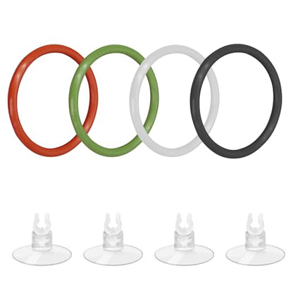 SnowTing 4 Pcs Upgraded Betta Fish Exercise Ring for Aquarium, Soft Silicone Training Loop with Suction Cup, Betta Fish Feeder Ring and Enrichment Toy, ID 2''/50 mm (Red, Green, White, Black)