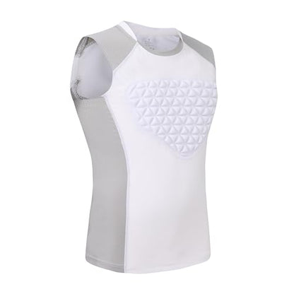 Youth Chest Protector Padded Compression Shirt, Heart Sternum Guard - color: White Grey, size: Medium