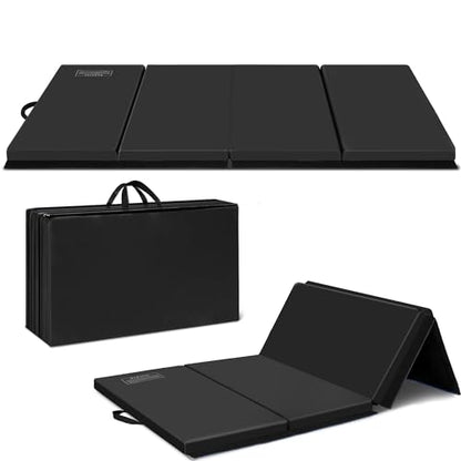 Polar Aurora 3'x6'x2 Thick Folding Gymnastics Exercise Mat Aerobics Stretching Yoga Mats - color: Black