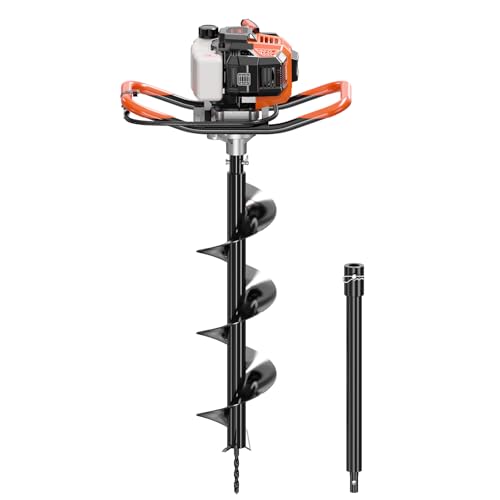 WORKIT 43CC Post Hole Digger, Auger Post Hole Digger Easy Start, 2-Cycle Xtreme Engine, Gas Powered Earth Auger with 8" Auger Drill Bit, 20" Extension Rods, EPA Certification, for Farmland, Garden