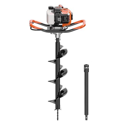 WORKIT 43CC Post Hole Digger, Auger Post Hole Digger Easy Start, 2-Cycle Xtreme Engine, Gas Powered Earth Auger with 8" Auger Drill Bit, 20" Extension Rods, EPA Certification, for Farmland, Garden