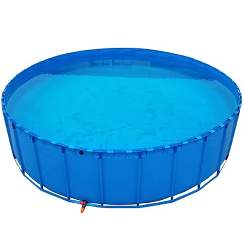 Folding PVC Fish Pond with Drain Valve - Portable Canvas Pool for Koi & Saltwater Fish - Ideal Temporary Outdoor Water Storage & Aquarium Solution - size: 1.5X0.4m