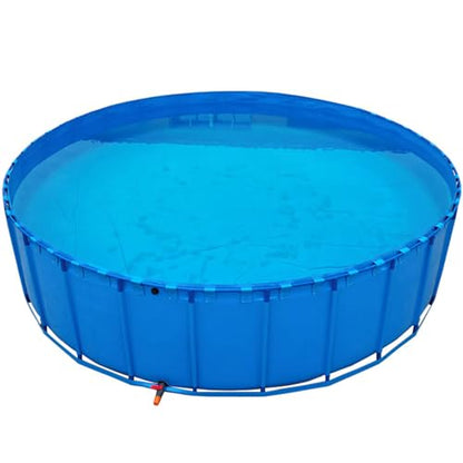 Folding PVC Fish Pond with Drain Valve - Portable Canvas Pool for Koi & Saltwater Fish - Ideal Temporary Outdoor Water Storage & Aquarium Solution - size: 1.5X0.4m