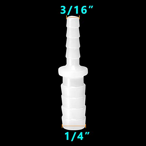 Feelers Plastic Hose Barb Reducer, 1/4" to 3/16" Barb Hose ID, Reducing Barb Brabed Fitting Mender Splicer Union for Coffee Maker and Aquarium Household Transport Fuel/Gas/Liquid/Air (Pack of 5) - size: 1/4-3/16, style: 5pcs
