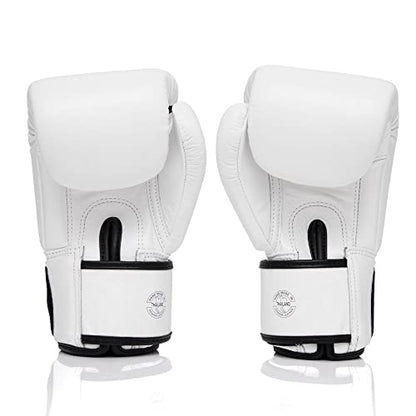 Fairtex BGV1 ONE Boxing Gloves, Leather Muay Thai MMA Kickboxing Training - color: White, size: 12 oz