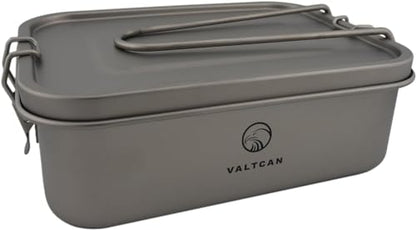 Titanium Lunch Bento Storage Box 1200ml 40 oz Grade 1 Airtight Locking Lid Leakproof Foldable Handle Reheatable on Fire Ultralight 254g Camping Office Meal Prep Food Container Dishwasher Safe