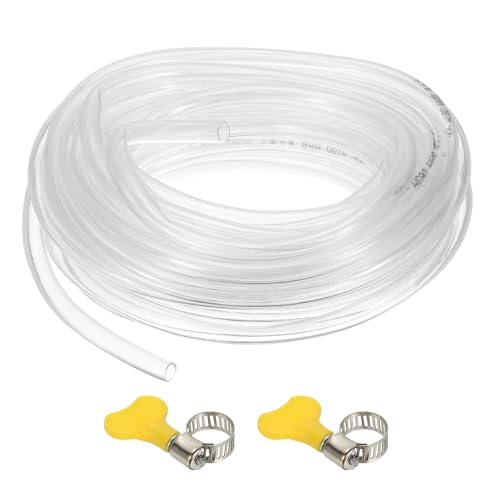 PATIKIL PVC Vinyl Tubing, 5/16"ID x 3/8"OD Flexible Clear Plastic Tube with 2 Hose Clamps, Hose Line Pipe for Multipurpose Industrial Vinyl Aquarium, 33FT - size: 5/16" ID 33FT